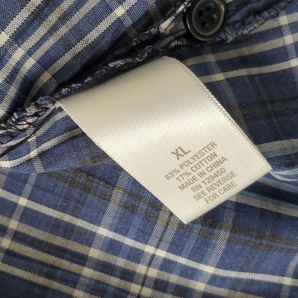 Blue plaid blouse, Women's blouse xl, dress barn, buttoned shirt with collar - Picture 6 of 7